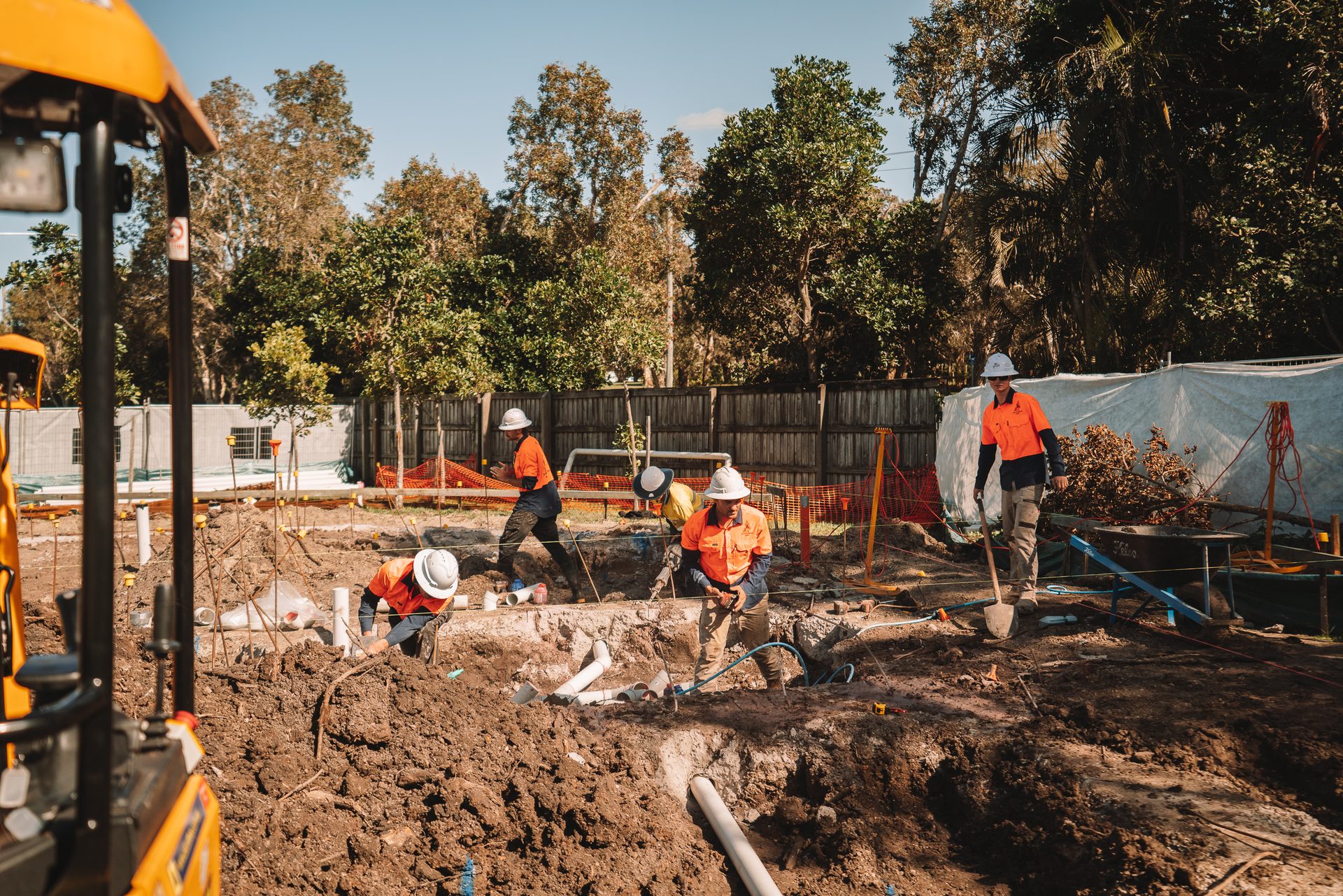 Excavation and drainage work on a new build site